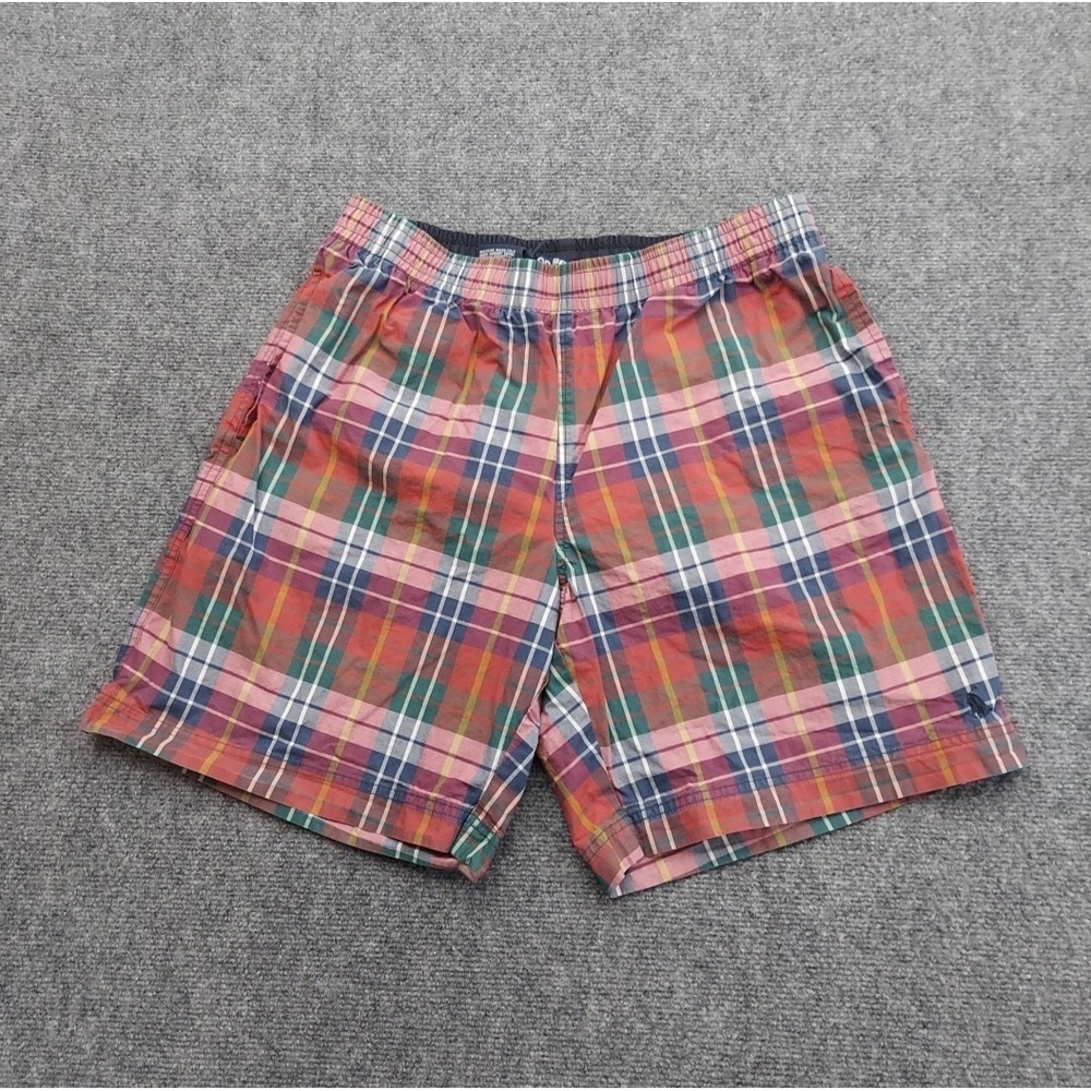 Polo Ralph Lauren Sport Swim trunks Mens Large Red Tartan Plaid Beach Pony